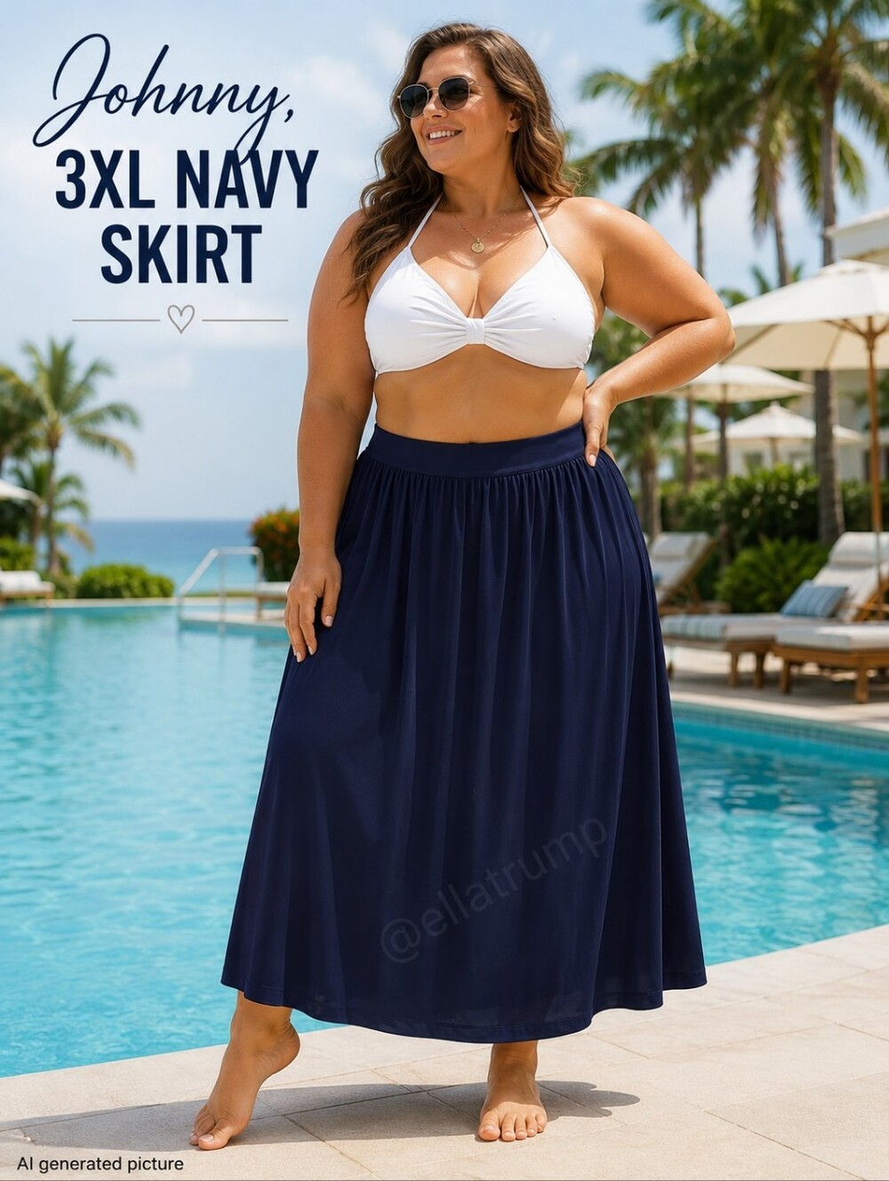 Johnny 3XL Adult Navy Blue Full Skirt Ankle Length